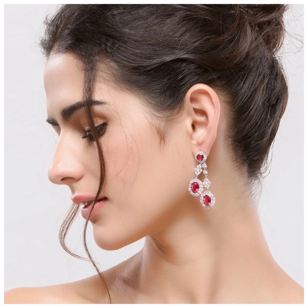 Swarovski Crystals The Gregor Pink Earrings S3 - Picture 2 of 3